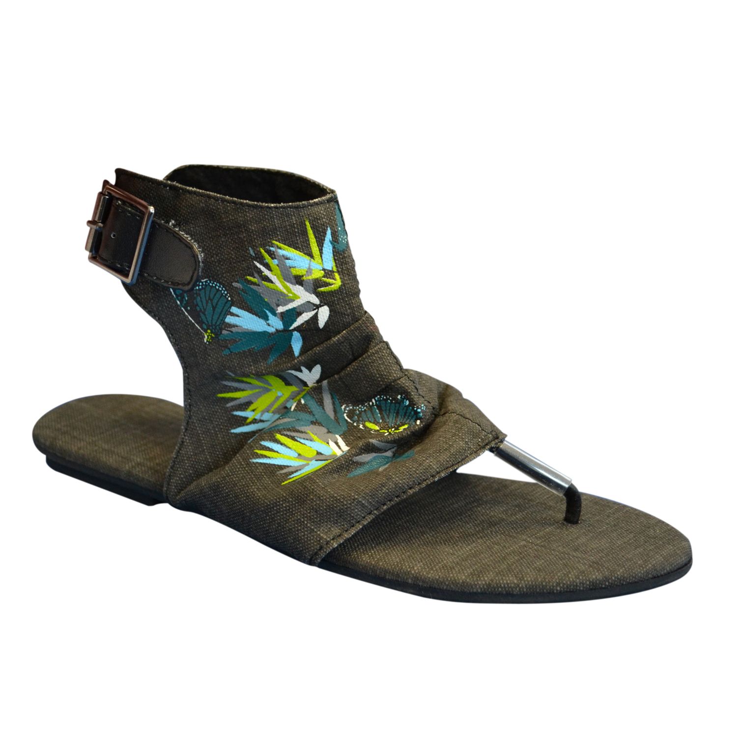 Sun Luks by MUK LUKS Printed Canvas Cutout Gladiator Sandal- Black at Kmart.com