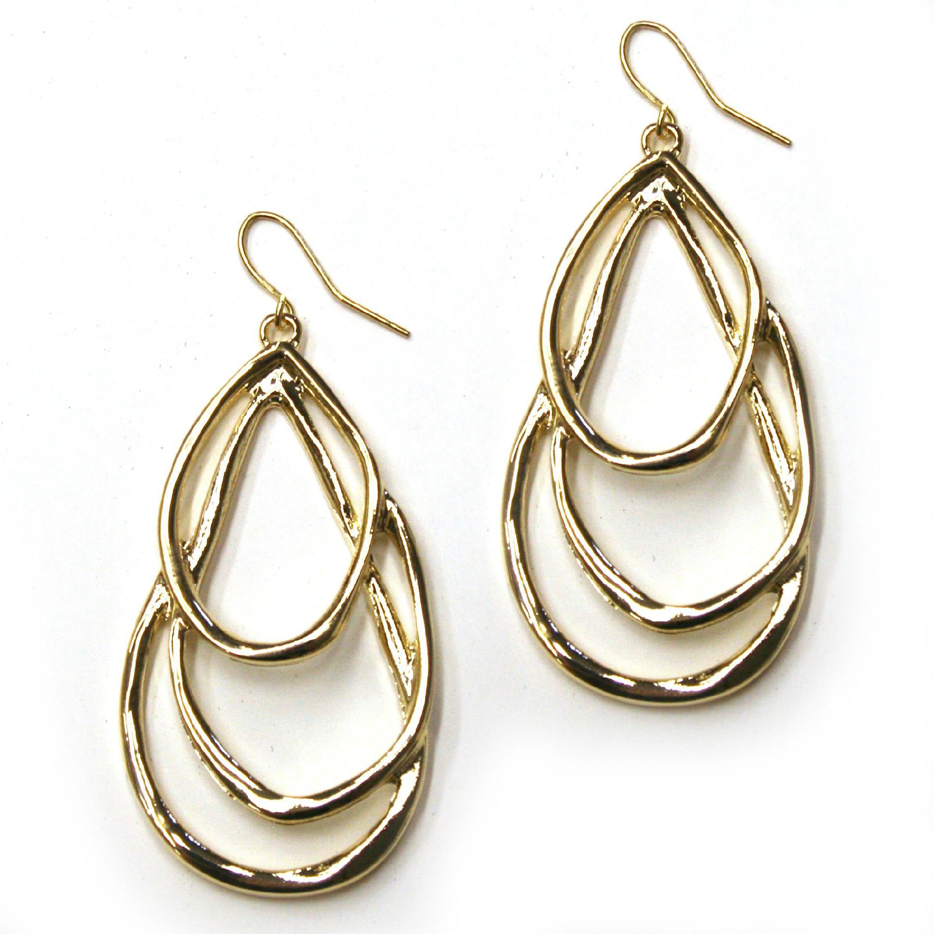 Irregular Rings Earrings Beaten Gold                                                                                            