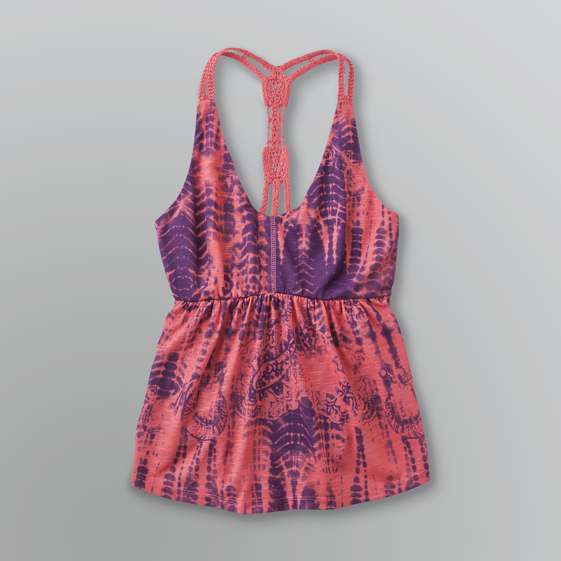 Route 66 Women's Tie Dye Print Crochet Racerback Top - Clearance at Kmart.com