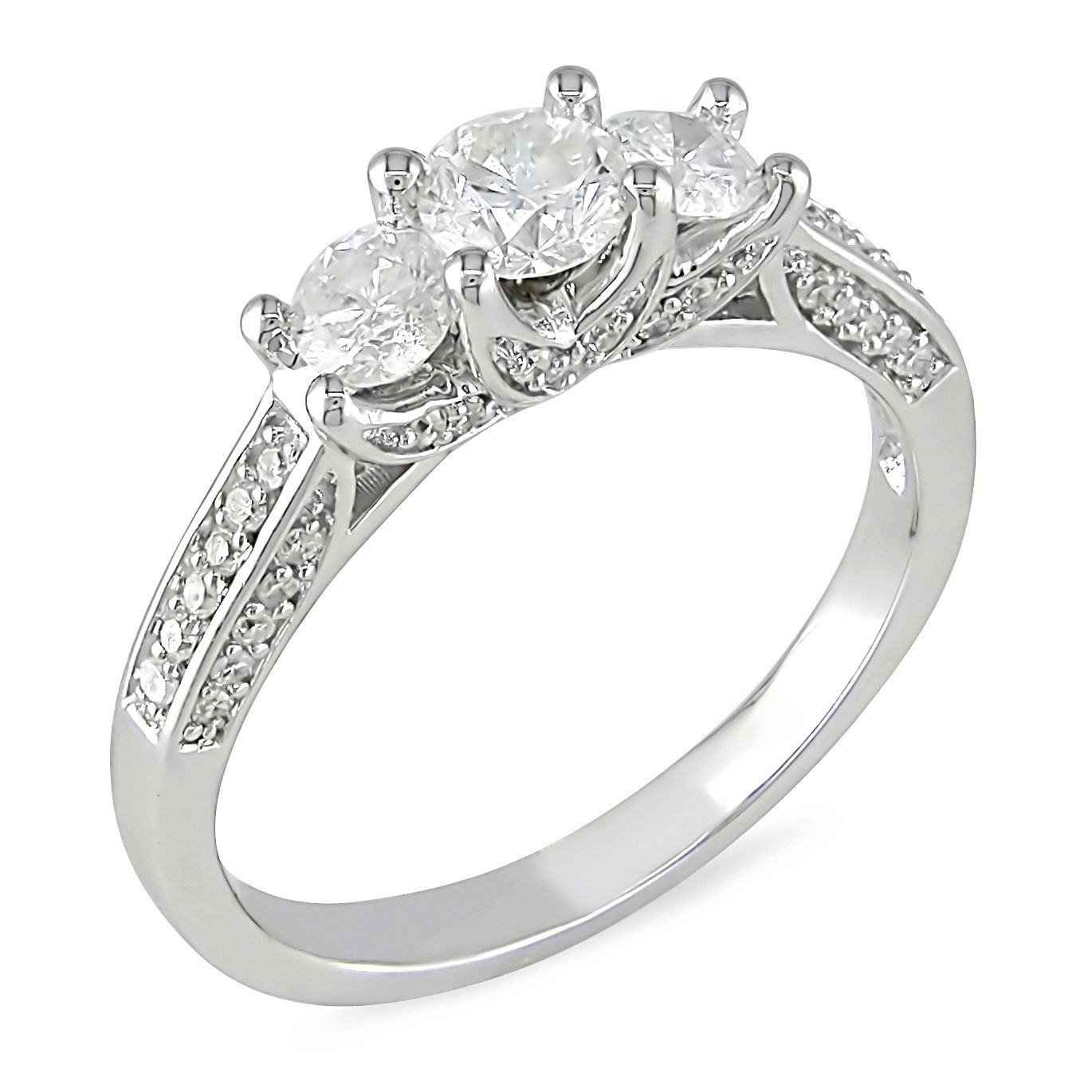 1 cttw. Diamond Three-Stone Engagement Ring in 14k White Gold at Sears.com