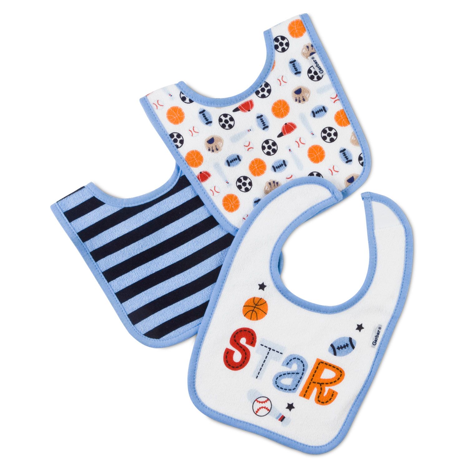 Gerber&nbsp; Infant Boys Terry Bib Set Three-Pack