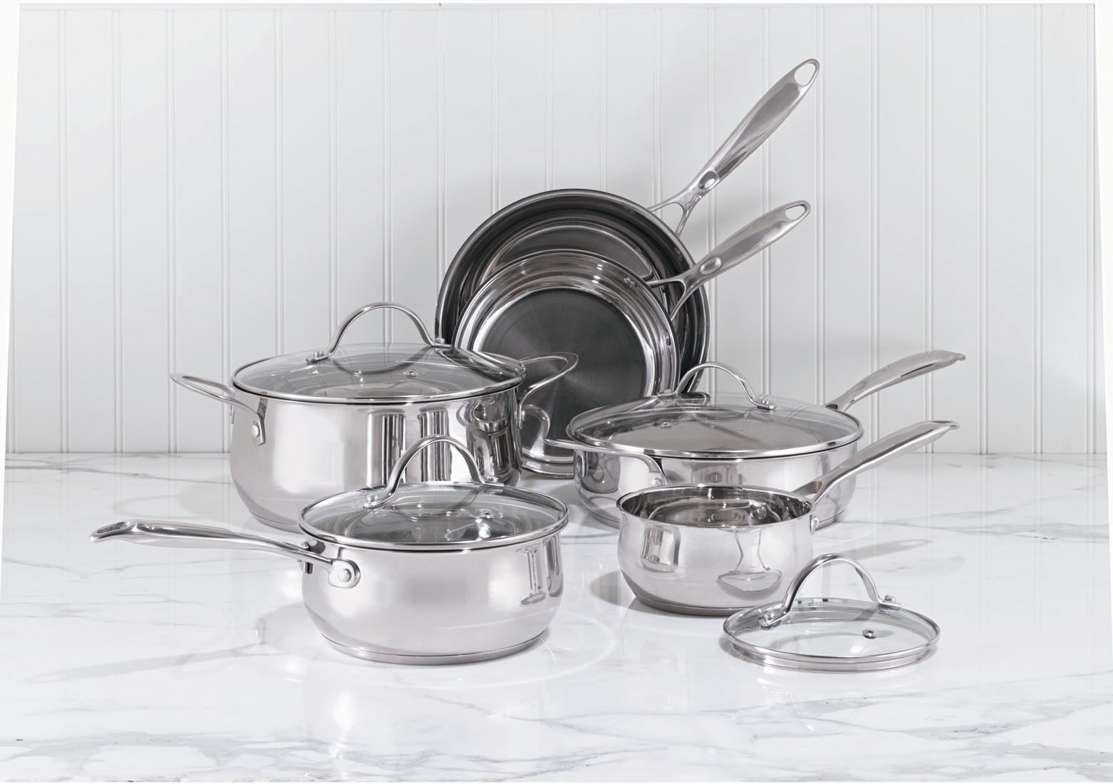 Sandra by Sandra Lee 10pc Stainless Steel Cookware Set Silver