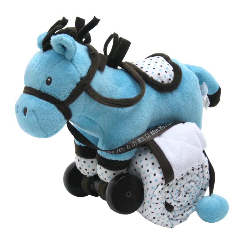 Piccolo Bambino Pull Toy with Baby Quilted Blanket- Teal Blue Horse at Kmart.com