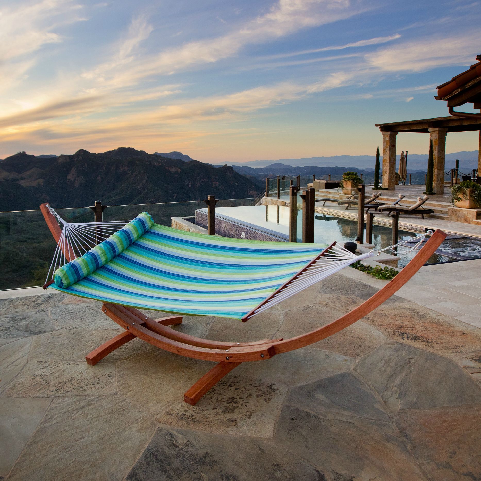 RST Outdoor Cypress Wood Arc Hammock with Ocean Breeze Bed Set at Kmart.com