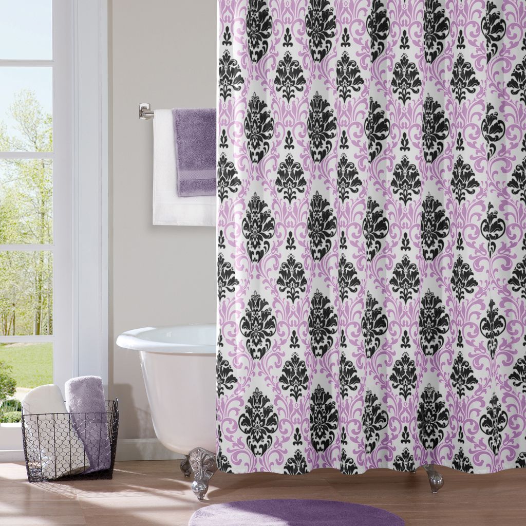 Mi-Zone Microfiber Printed 72x72" Shower Curtain in Purple/Black Color at Kmart.com