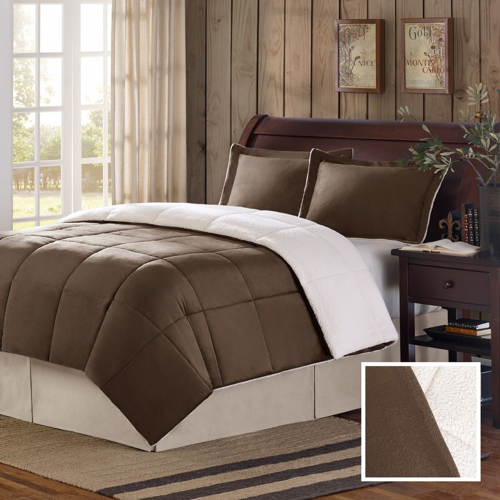 Premier Comfort Telluride Micro Mink/Berber Twin Comforter Mini Set in Chocolate at Kmart.com