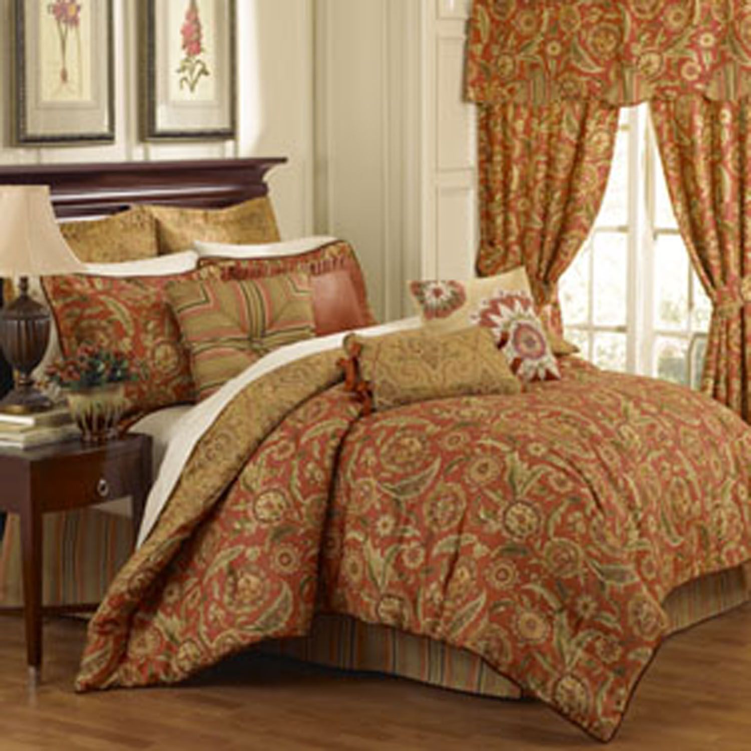 Waverly Grand Bazaar Bedding Collection: Queen Size Comforter Set Clay