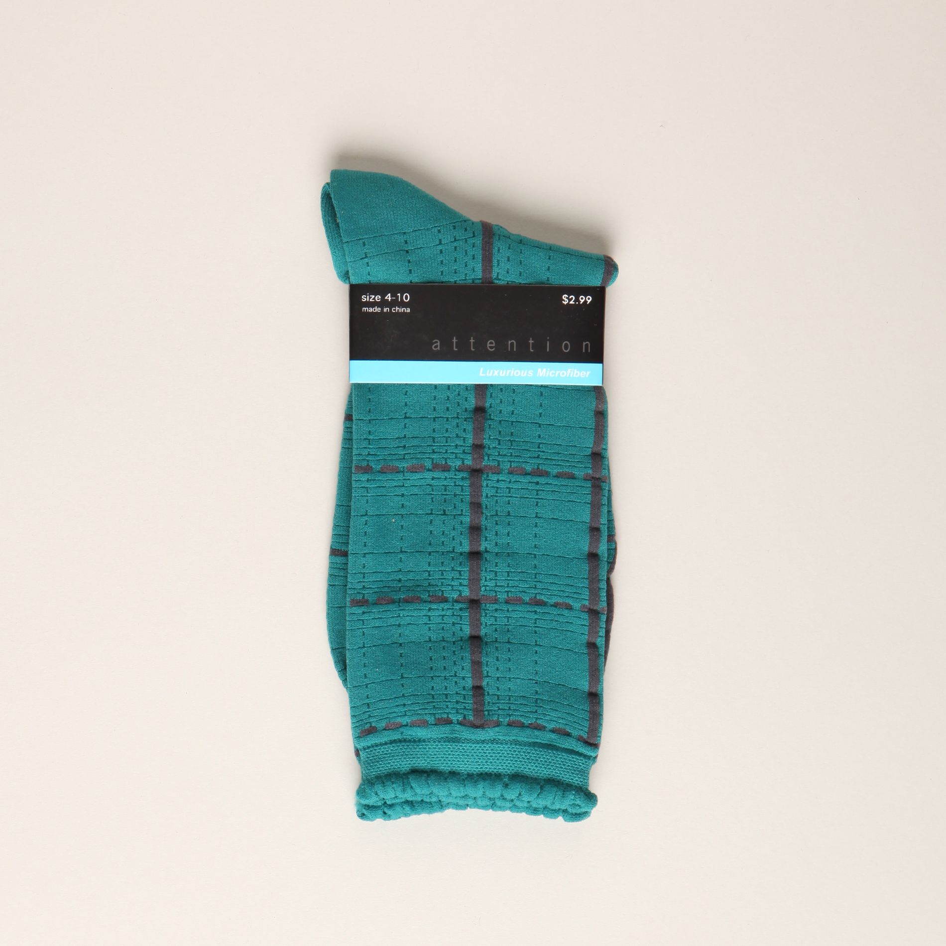 Attention Women’s Socks Dress Turquoise with Grid Pattern at Kmart.com