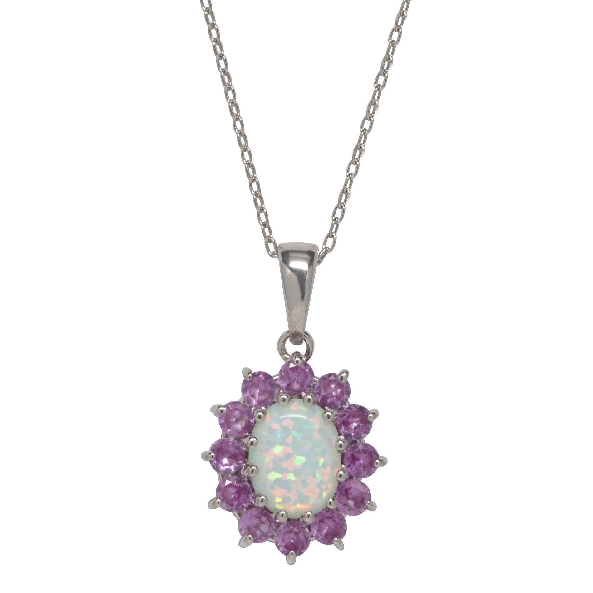 Lab Created Opal and Lab Created Pink Sapphire Pendant