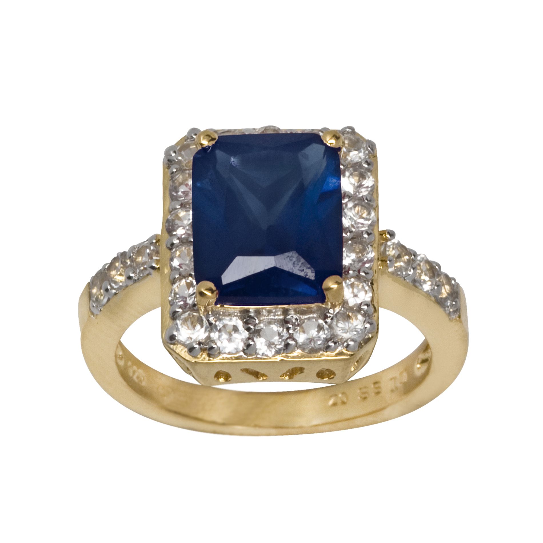 Lab Created Blue and White Sapphire Ring