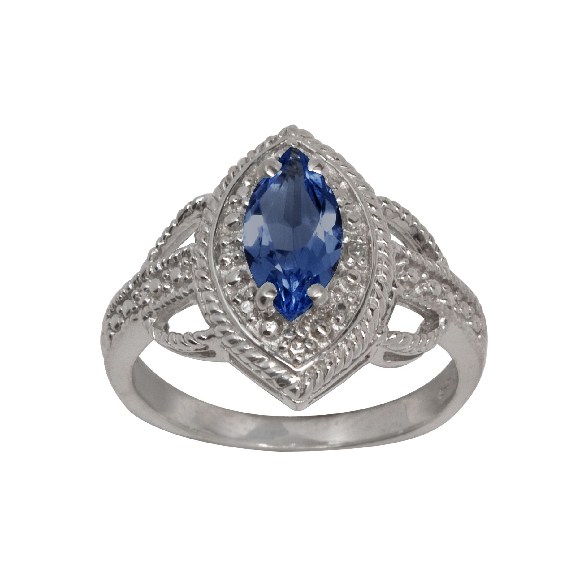 Lab Created Sapphire and Diamond Accent Ring