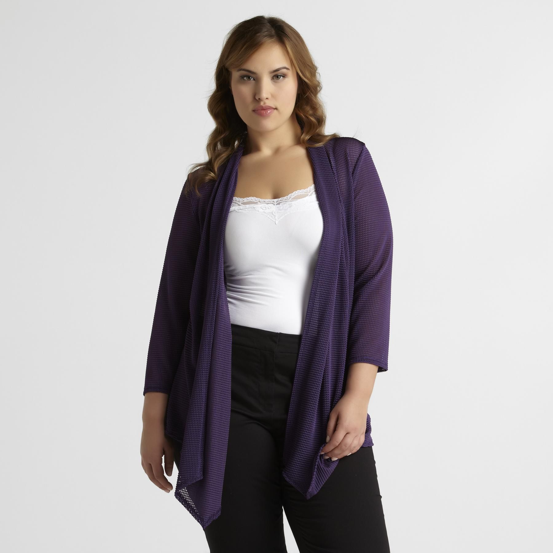 Aqua Blues Women's Plus Corn Mesh Cardigan at Kmart.com