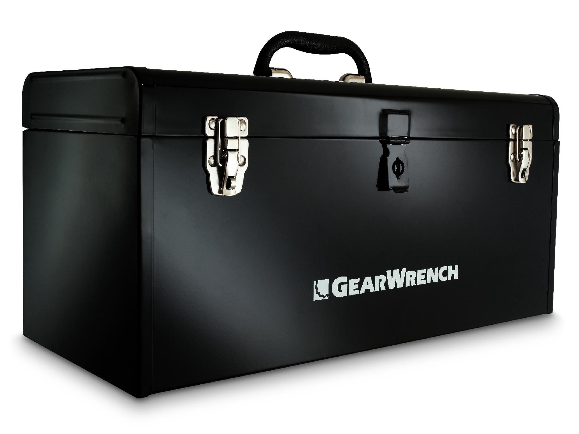 GearWrench 19-IN METAL TOOL BOX W/ TOTE TRAY