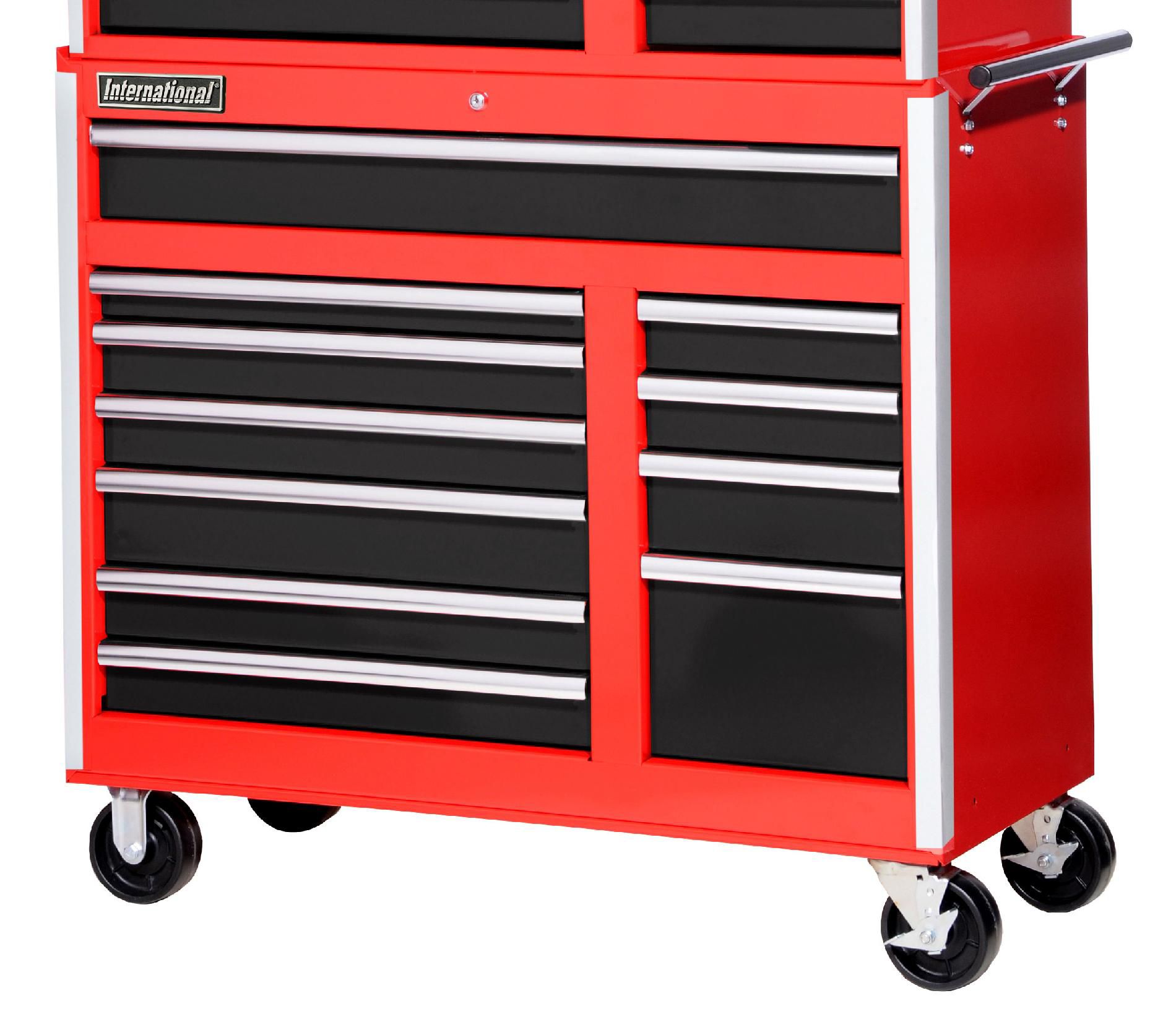International 42 11-Drawer Ball Bearing Slides Roller Cabinet Red/Black