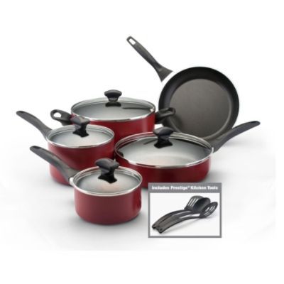 Farberware Dishwasher Safe Nonstick 12pc set (red)