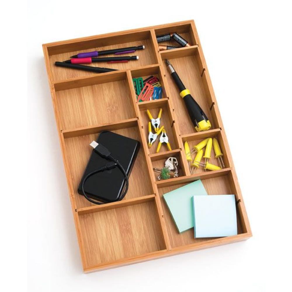 Bamboo Adjustable Drawer Organizer with 6 Dividers