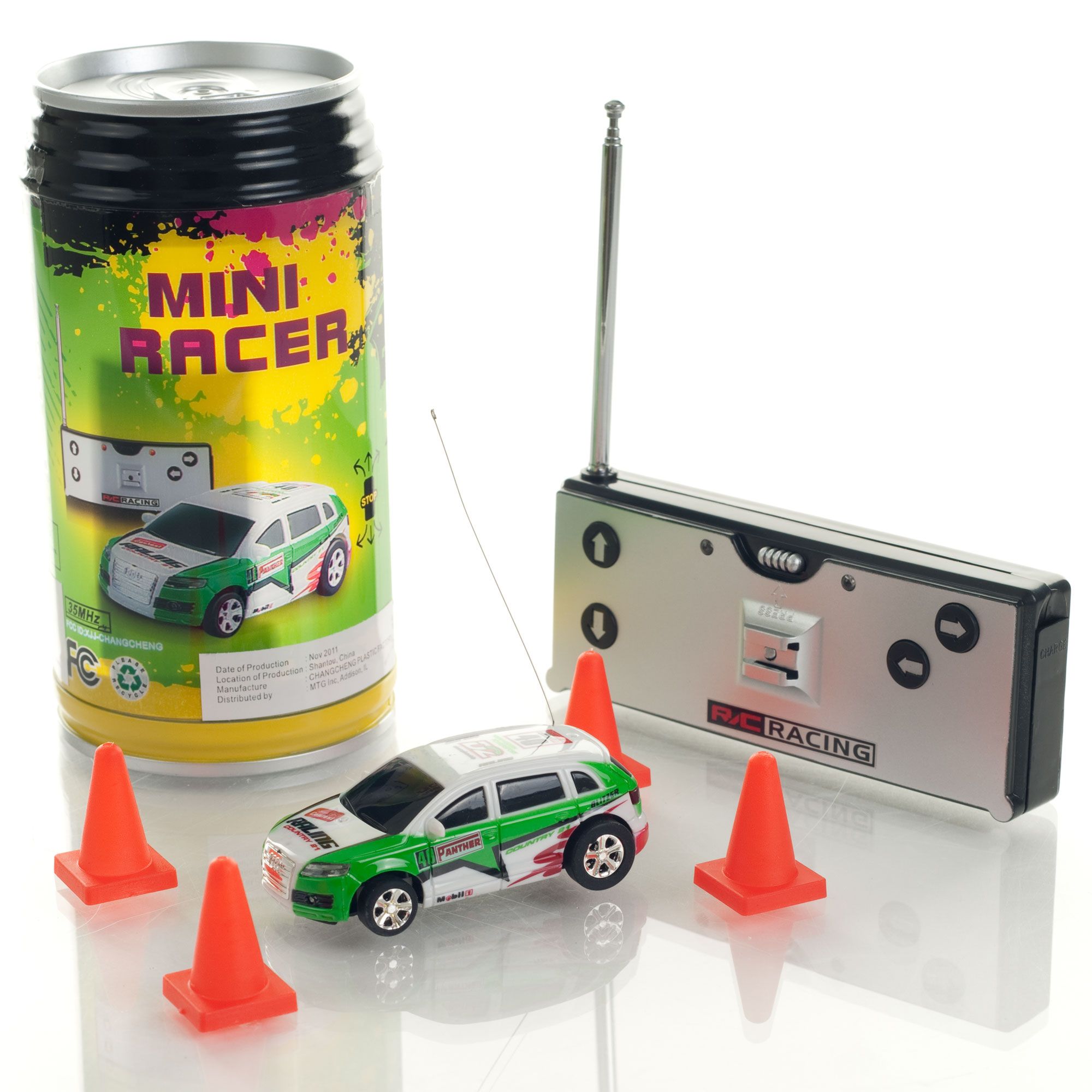 Mini Racer Remote Control Car in a Can - Green