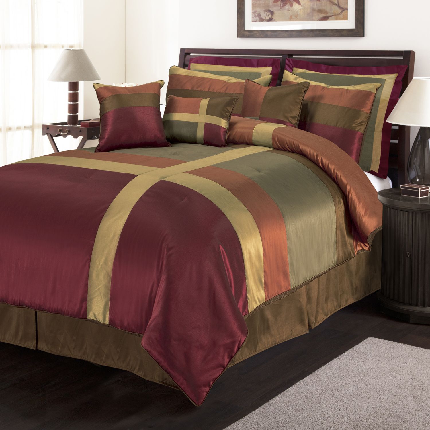 Lush Decor Iman 8pc Queen Comforter Set Red/Gold