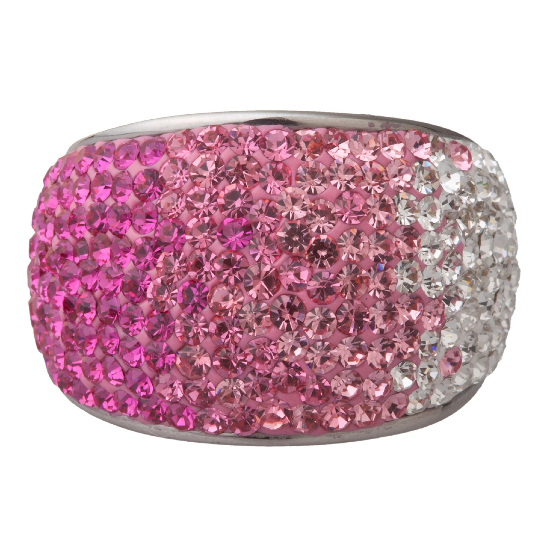 Stainless Steel Pink Multi Crystal Dome Ring at Kmart.com