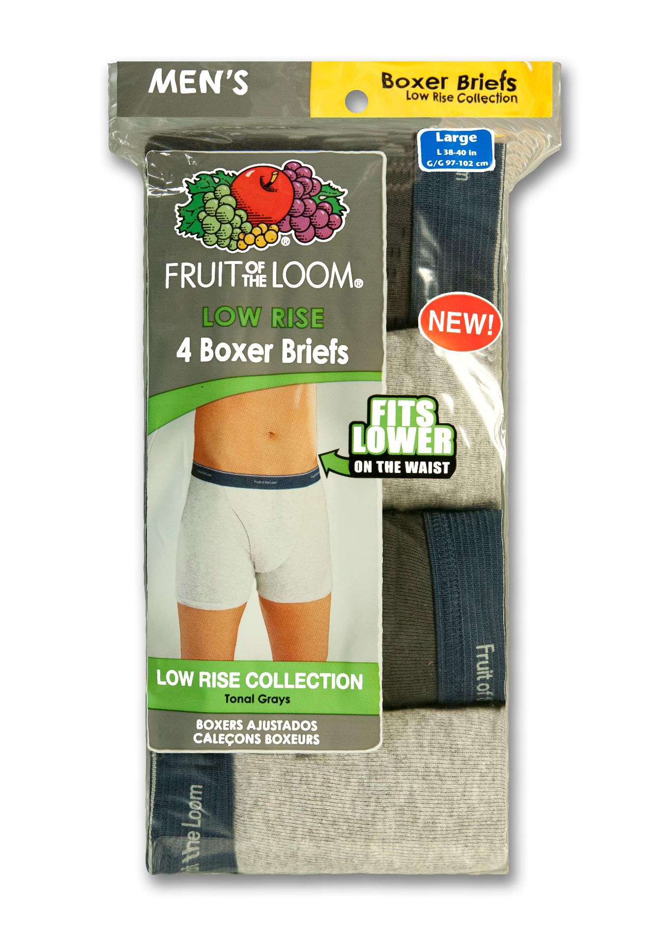 Fruit of the Loom Men’s Underwear 4 Pack Boxer Briefs Cotton Blend Low Rise Multicolor at Kmart.com