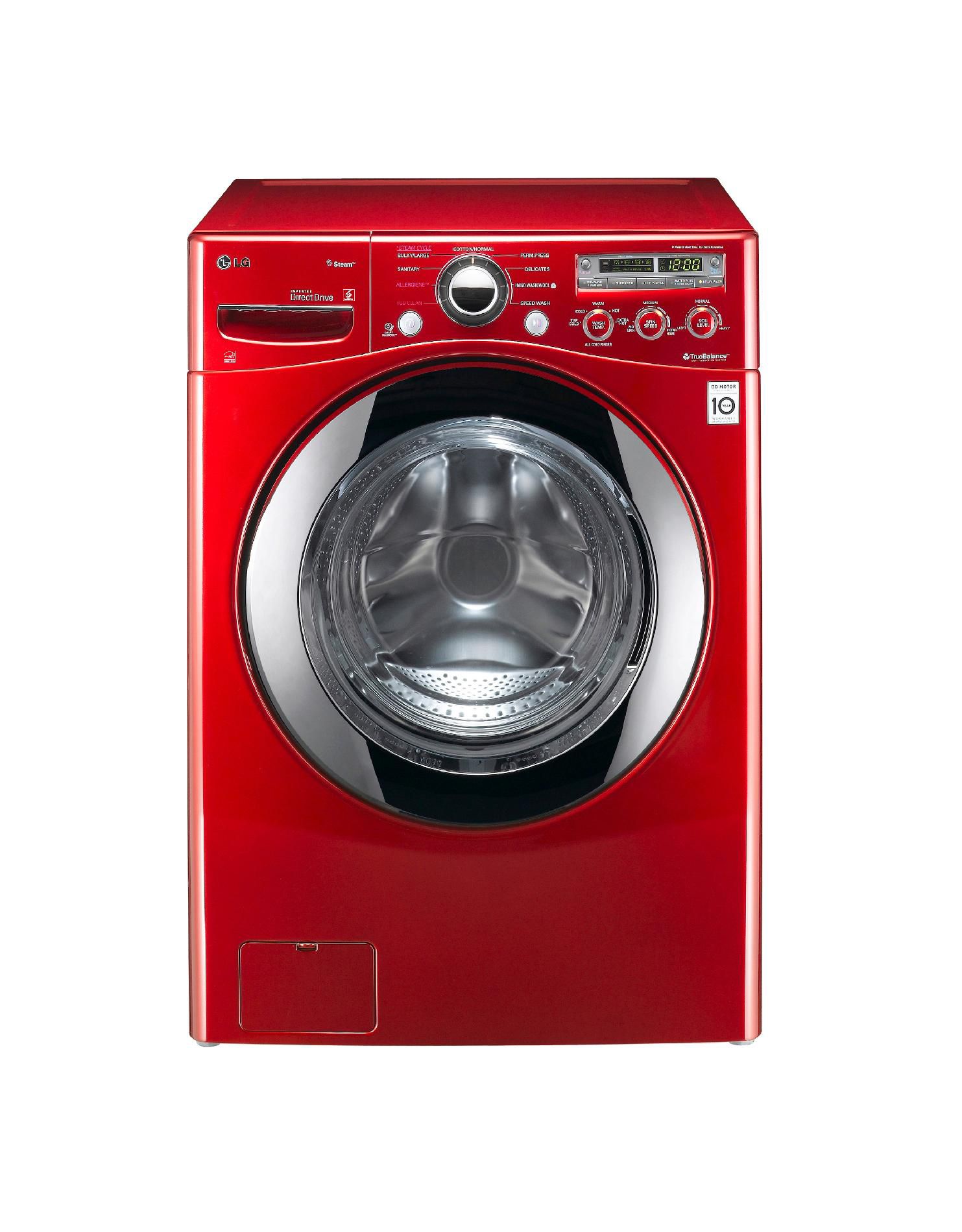 LG 3.6 cu. ft. Extra Large Capacity Steam Front-Load Washer with w/Cold Wash - Red