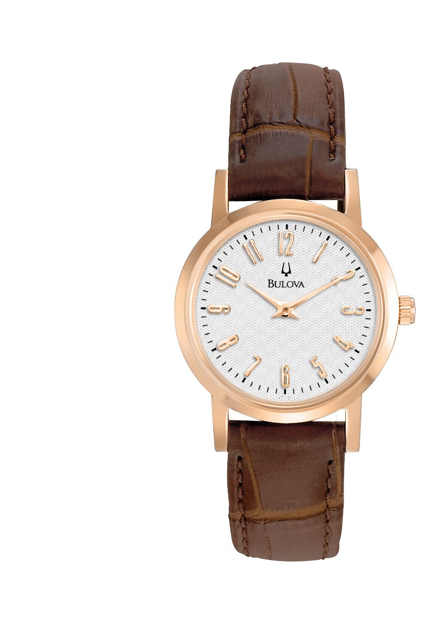 Bulova Ladies Brown Leather Strap with Rose-Gold Finish Watch at Sears.com