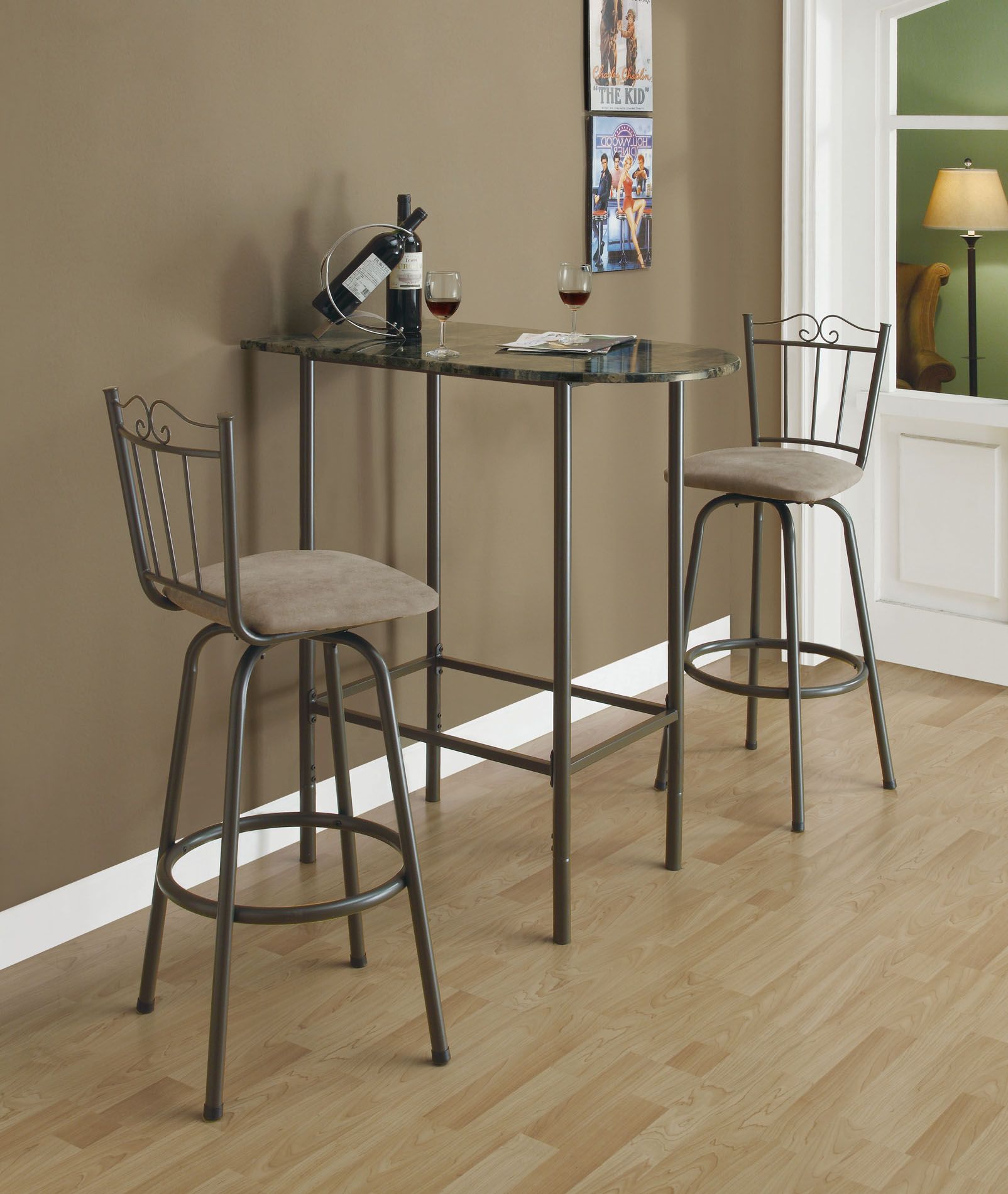 Monarch Specialties Cappuccino Marble / Coffee Metal 24"X 36" Spacesaver Bar at Kmart.com