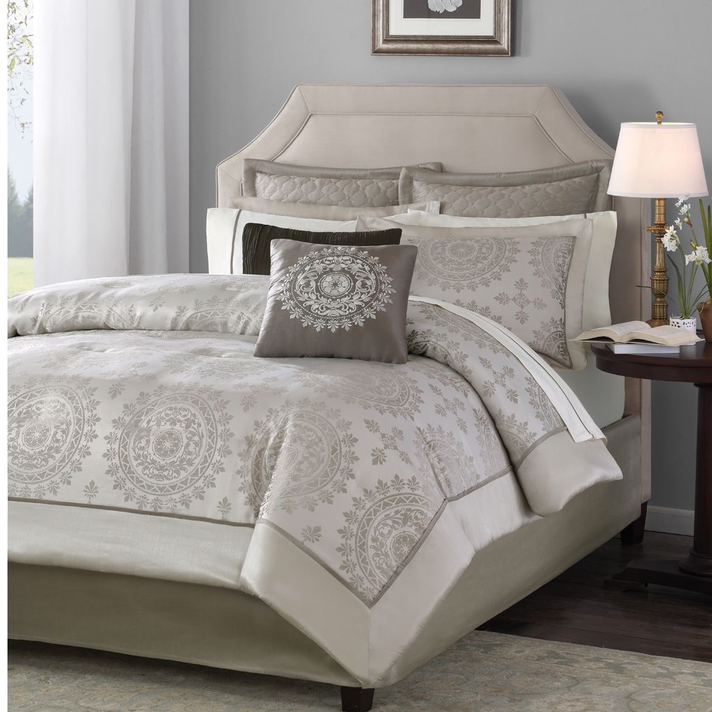 Madison Classics Sausalito Beige/Tan California King 12pcs Jacquard Comforter Set at Sears.com