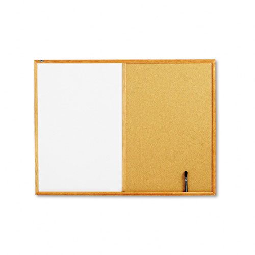Quartet Dry-Erase Melamine/Cork Board, 48 x 36, Oak Frame