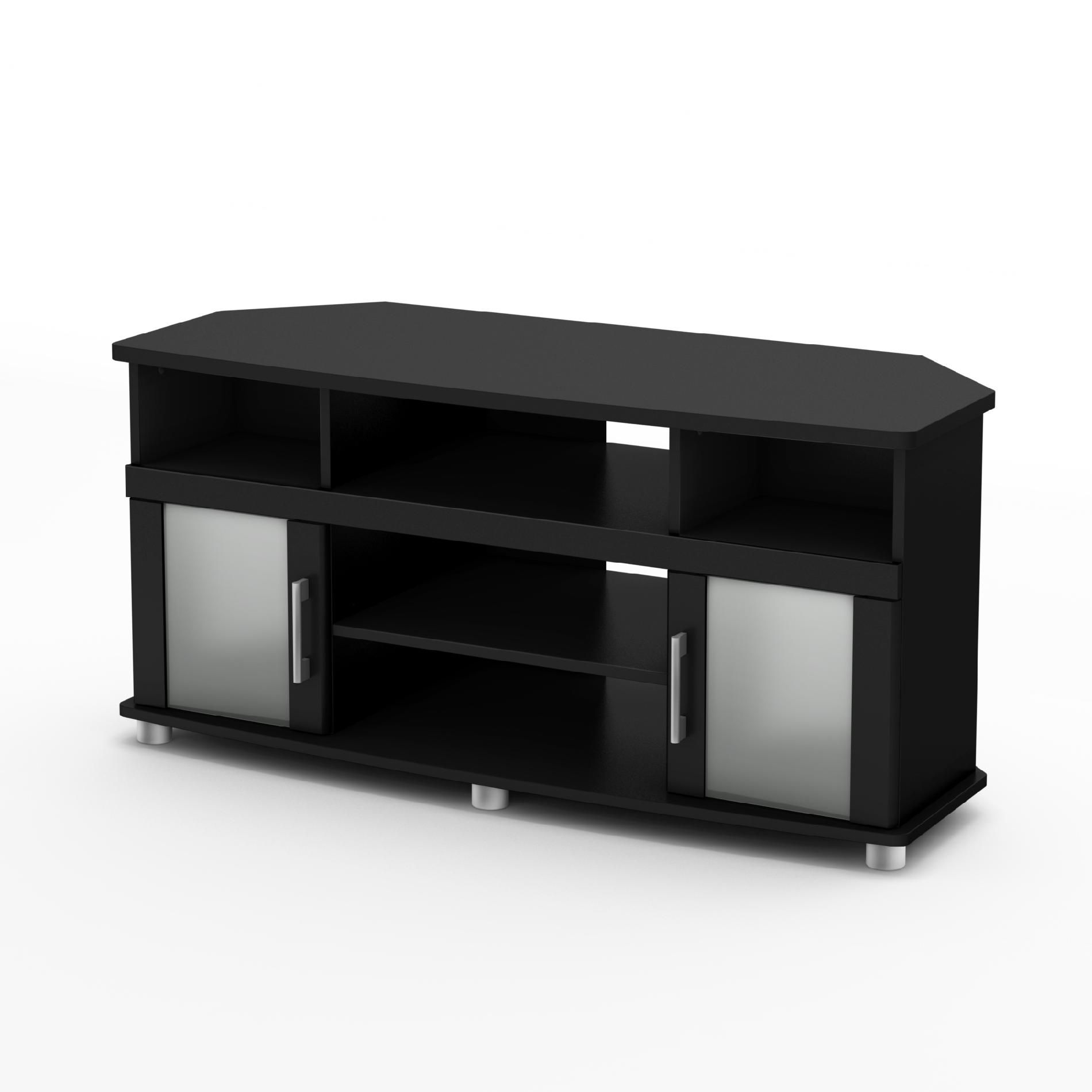 Bush Furniture Bush Myspace Visions Tall Corner TV Stand in Black Home Furniture Game Room