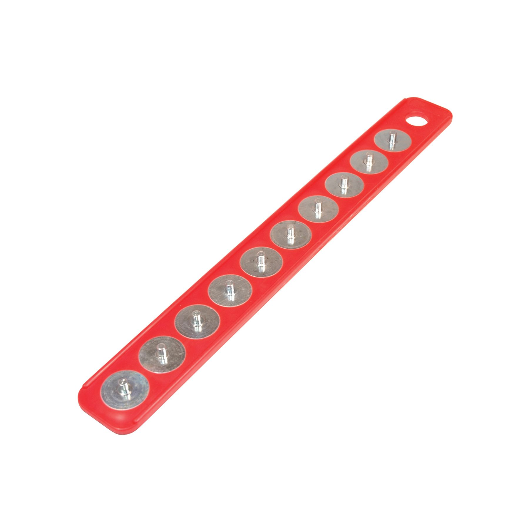Mag-Clip 1/4 In. Drive 1-7/8 In. x 16-5/8 In. Red Magnetic Socket Holder Strip & 10 Interchangeable Pegs