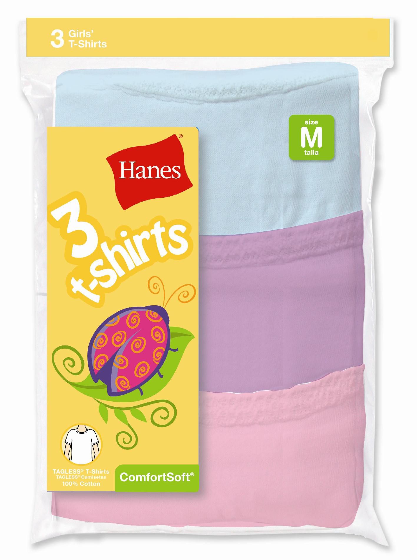 Hanes Girls Crew Neck T-Shirt - Assorted 3 pack at Kmart.com