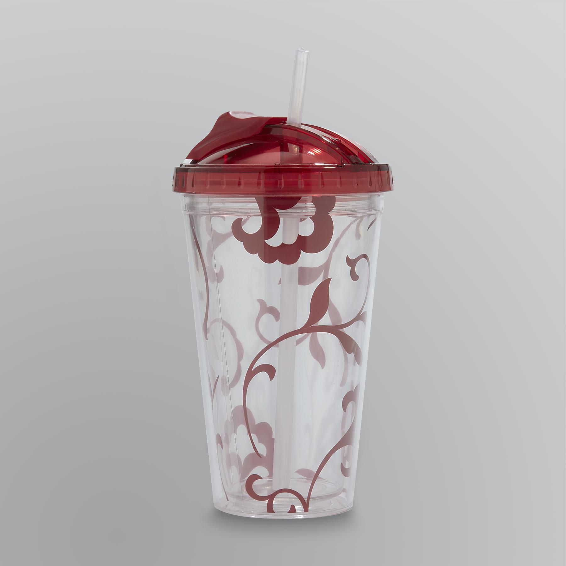Sandra by Sandra Lee 16 Oz. Tumbler - Red on Clear Damask at Kmart.com