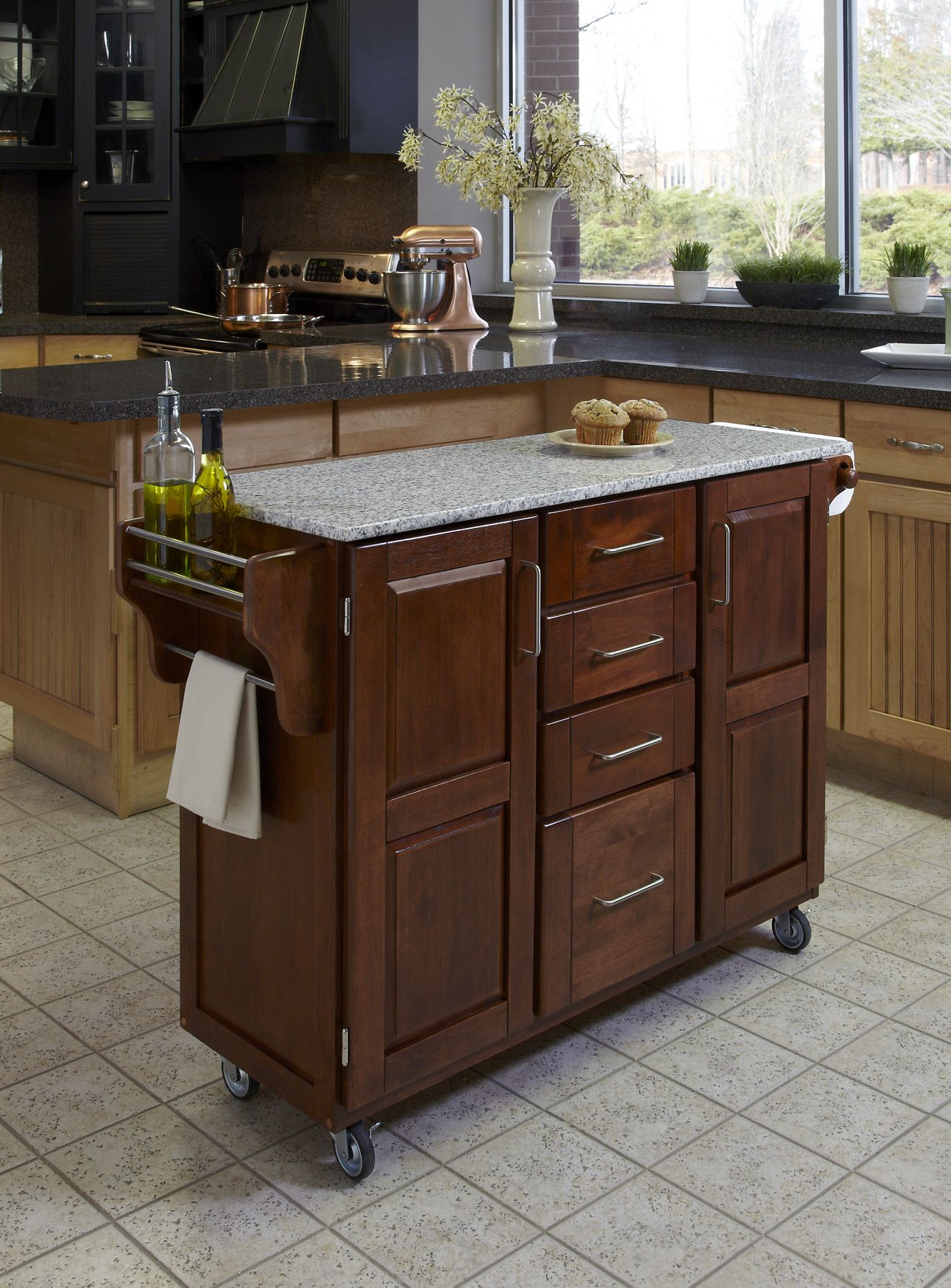 Home Styles Create-A-Cart Large Cart - Cottage Oak Finish with Salt & Pepper Granite Top at Kmart.com