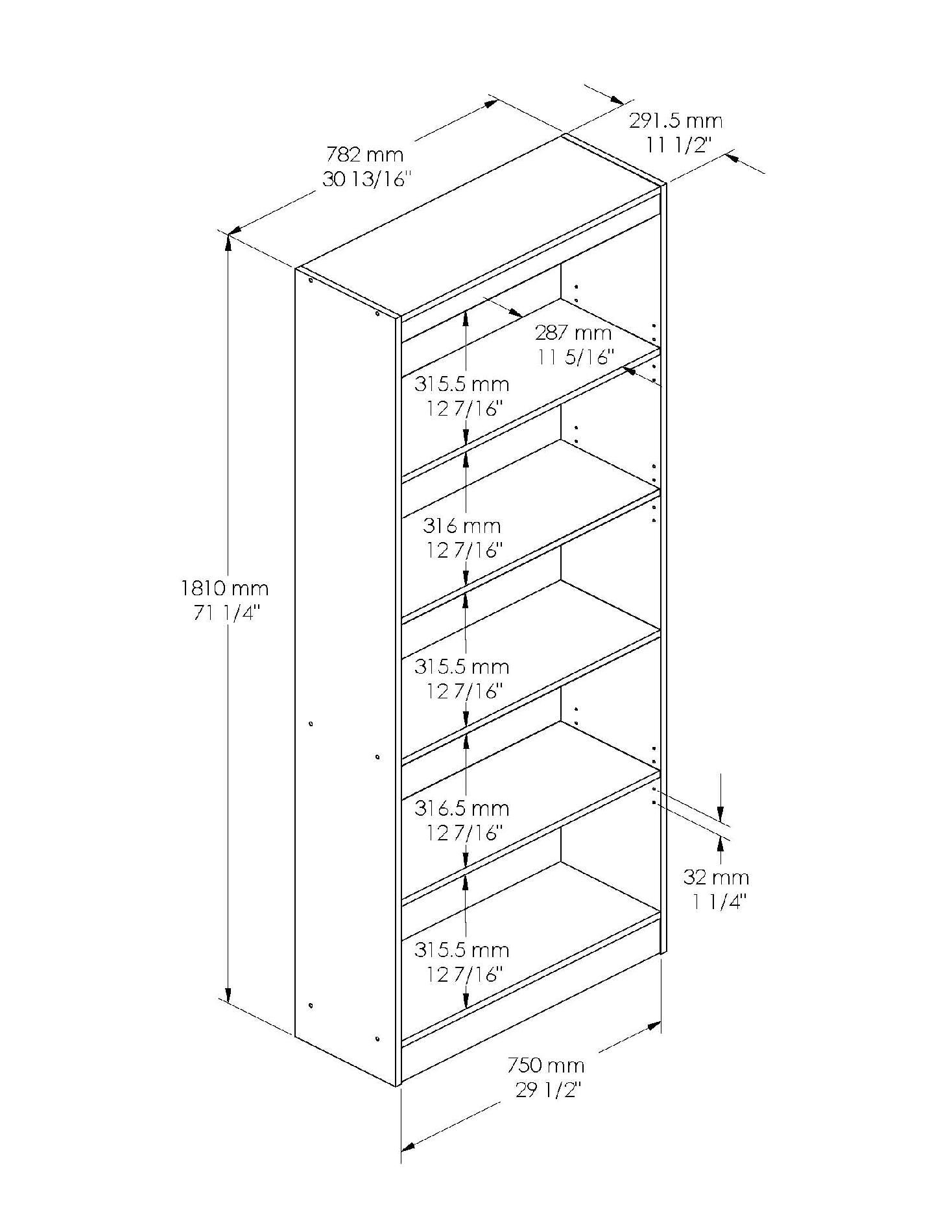 South Shore Essentials Collection Five Shelf Bookcase, Black 4
