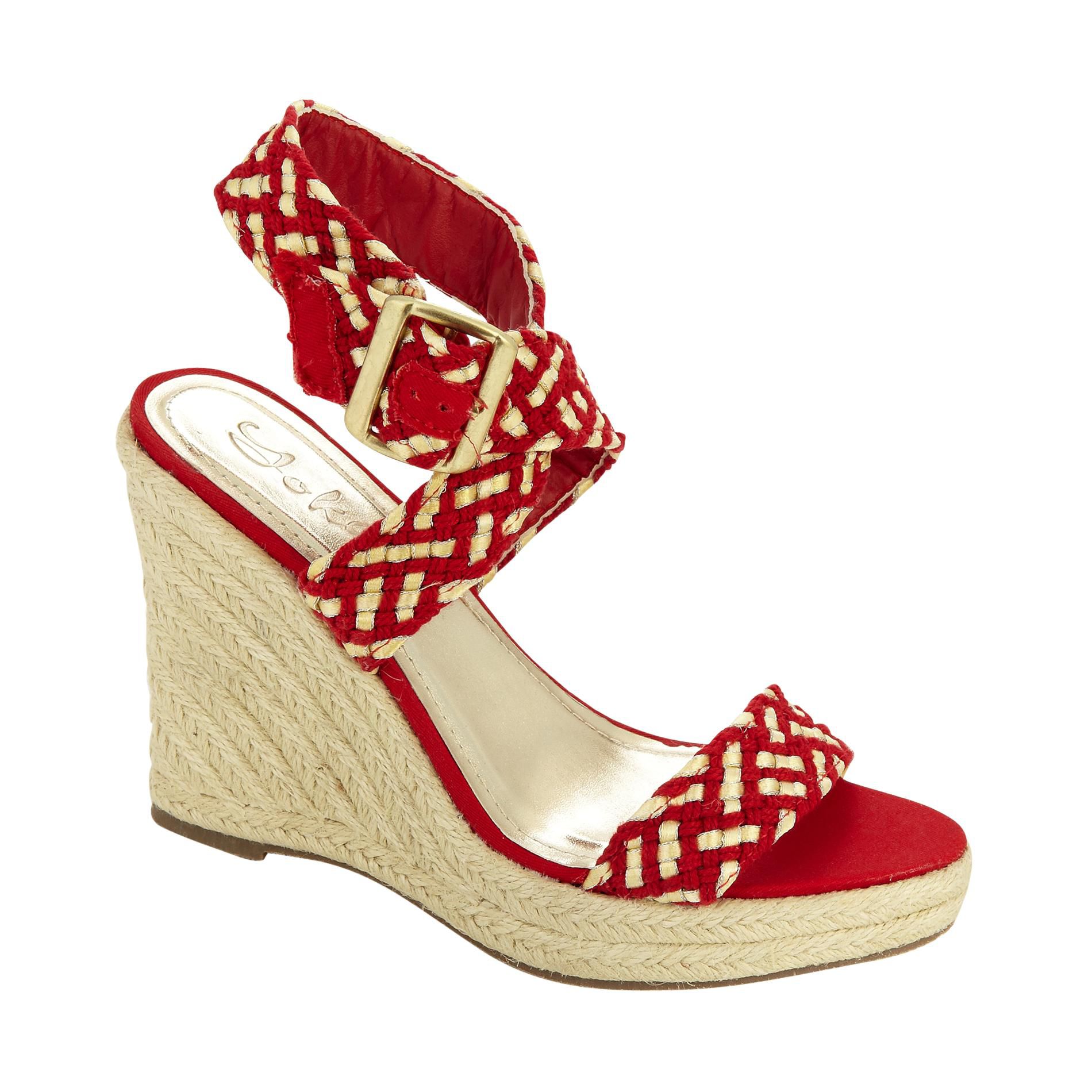 Yoki Women's Gemma Woven Wedge Sandal - Red at Kmart.com