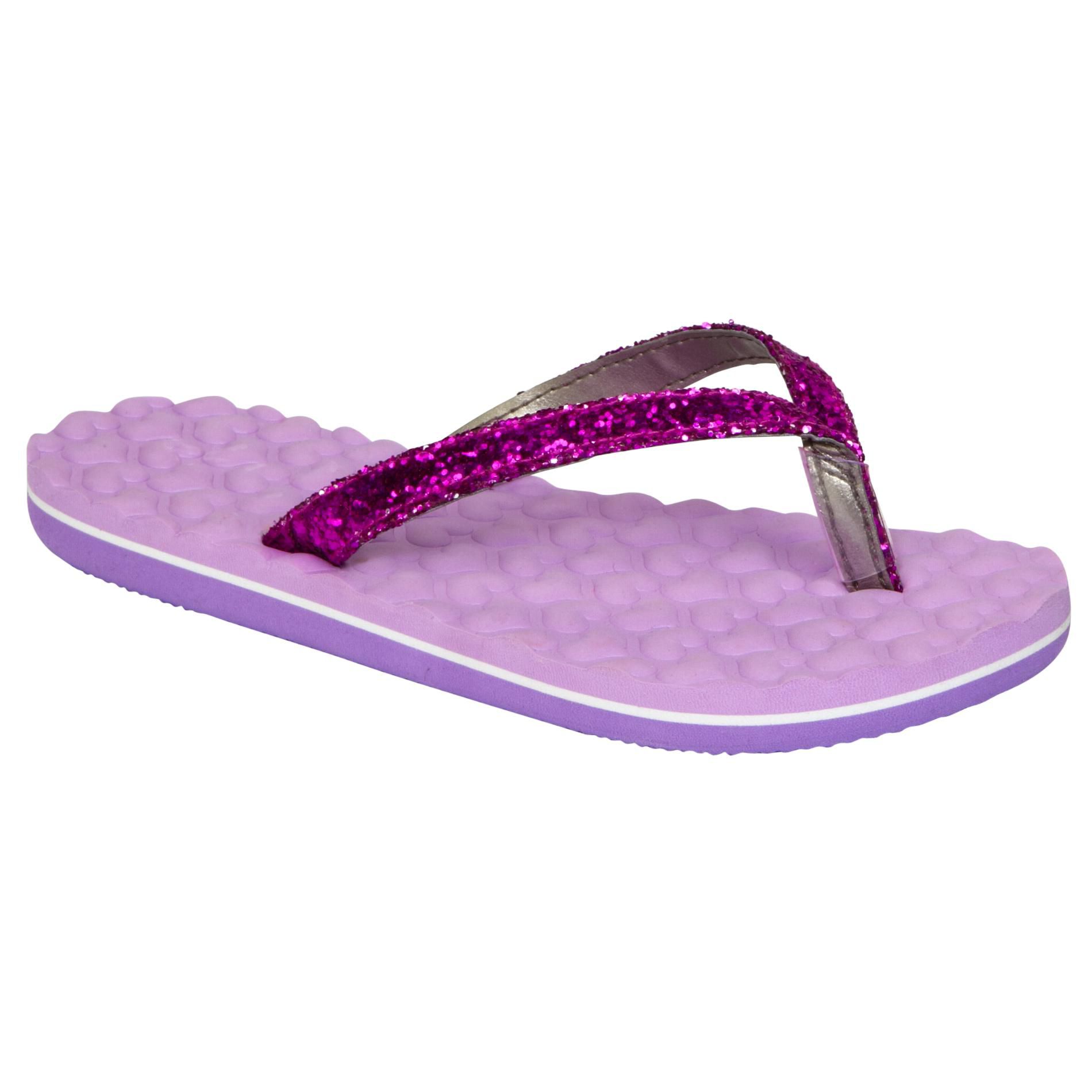 Island Club Girl's Aurora Glitter Heart Thong - Purple at Kmart.com