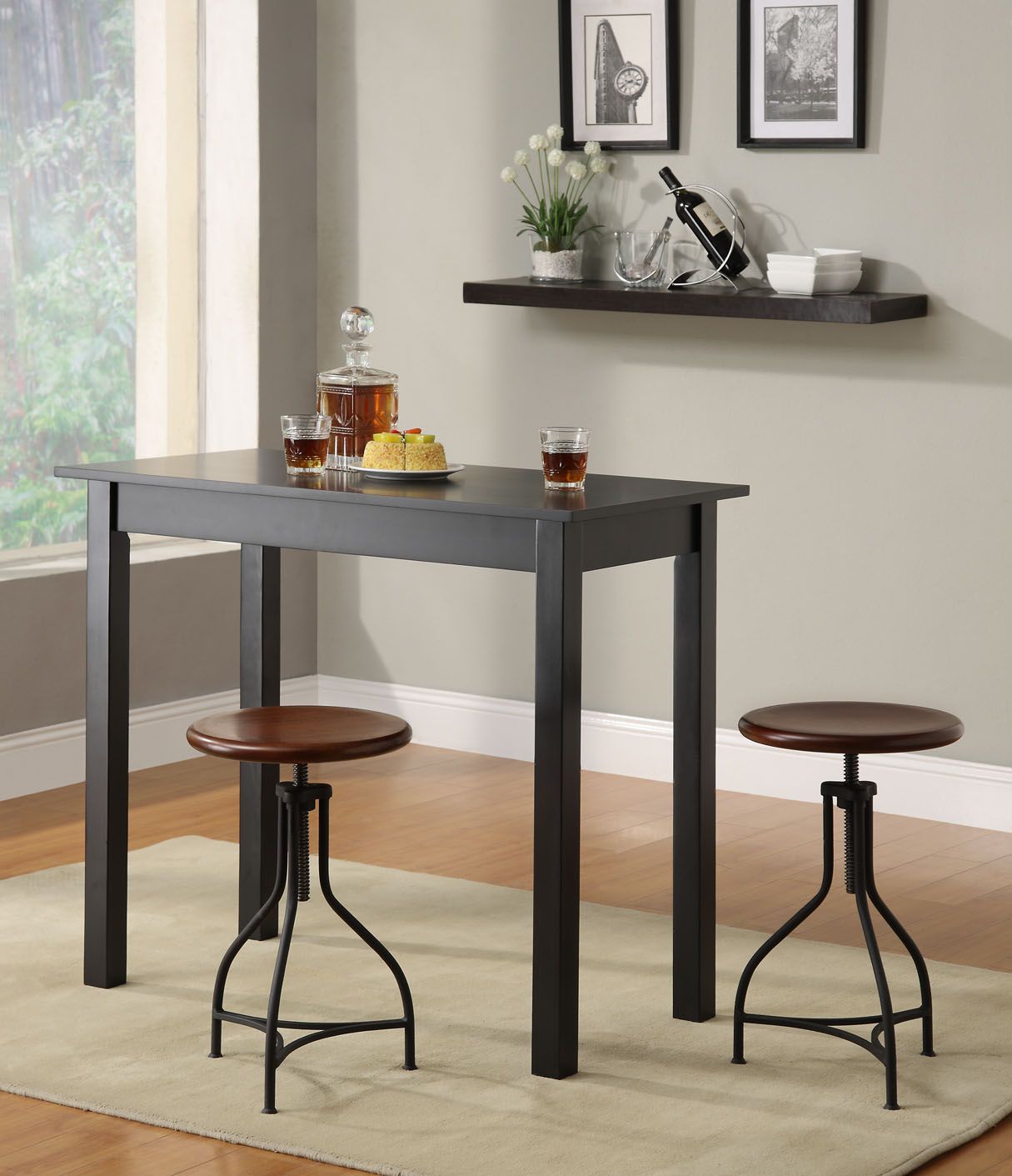 Carolina Cottage Adjustable Logan Metal Stool with Wood Seat