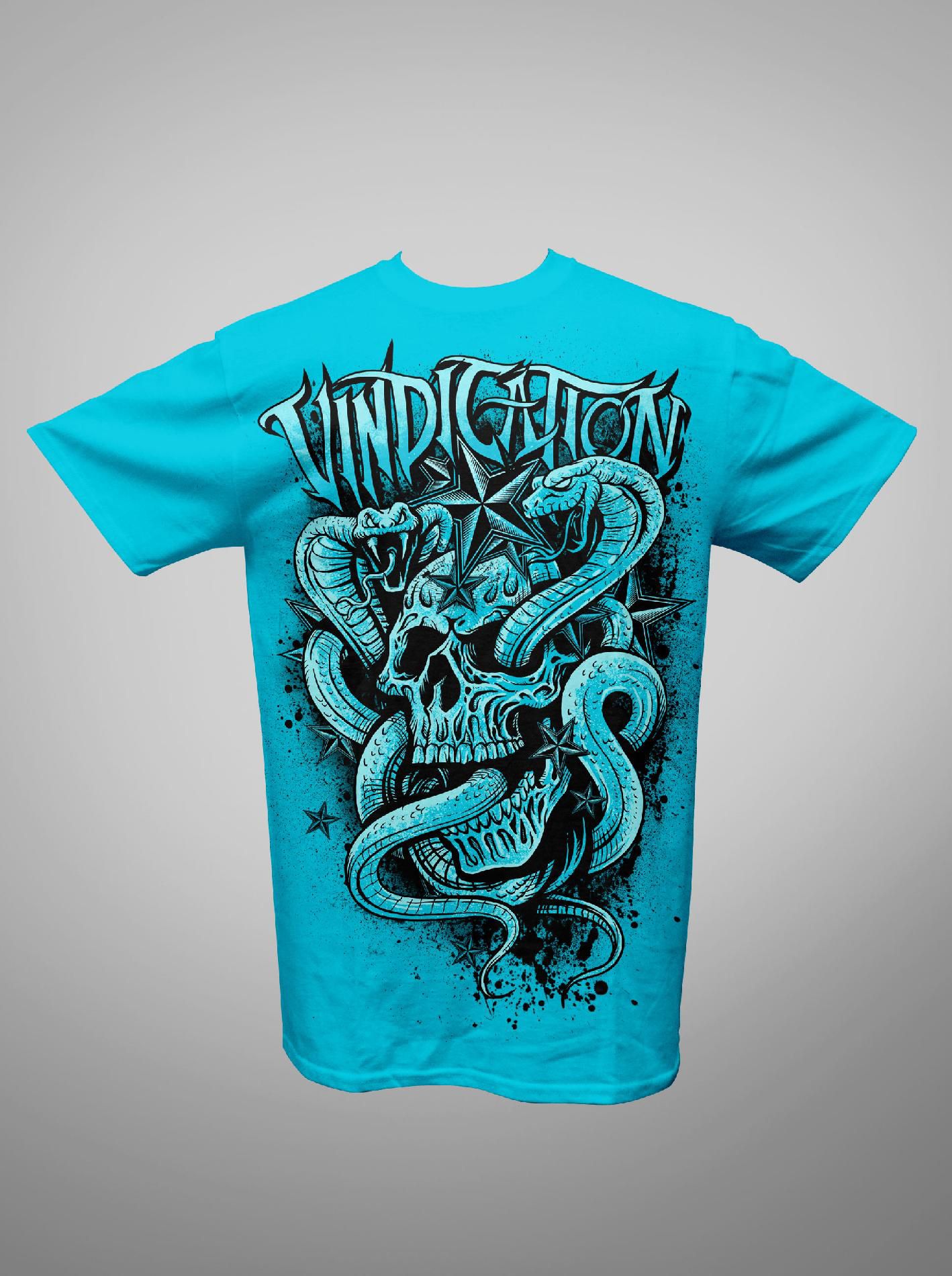 Men's Tee Shirt ‘Vindication Snake Skull’ Short Sleeves Turquoise at Kmart.com