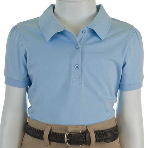 Girl's 7-20 Short Sleeve Skinny Placket Fitted Polo (Blue) at Sears.com