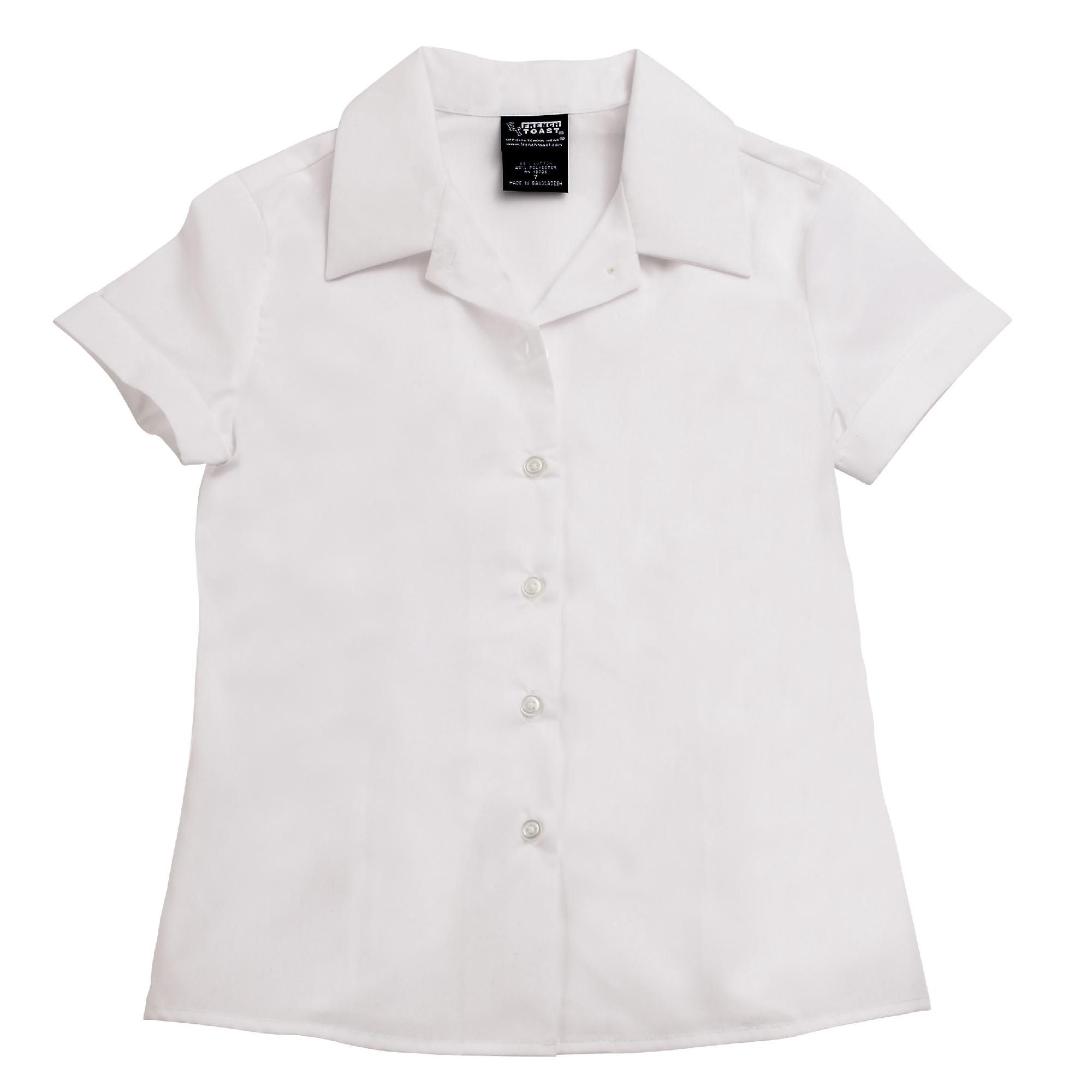 Girls Short-Sleeve Pointy Collar Blouse (Feminine Fit) White