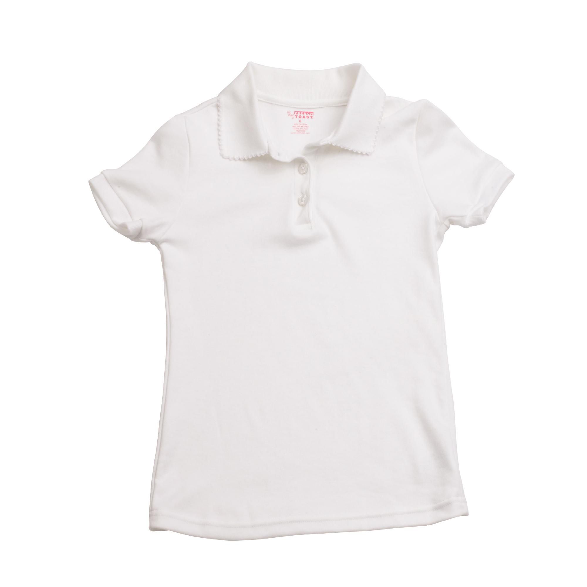 Girls 4-20 Girls Short Sleeve Interlock Polo With Picot Collar (White)