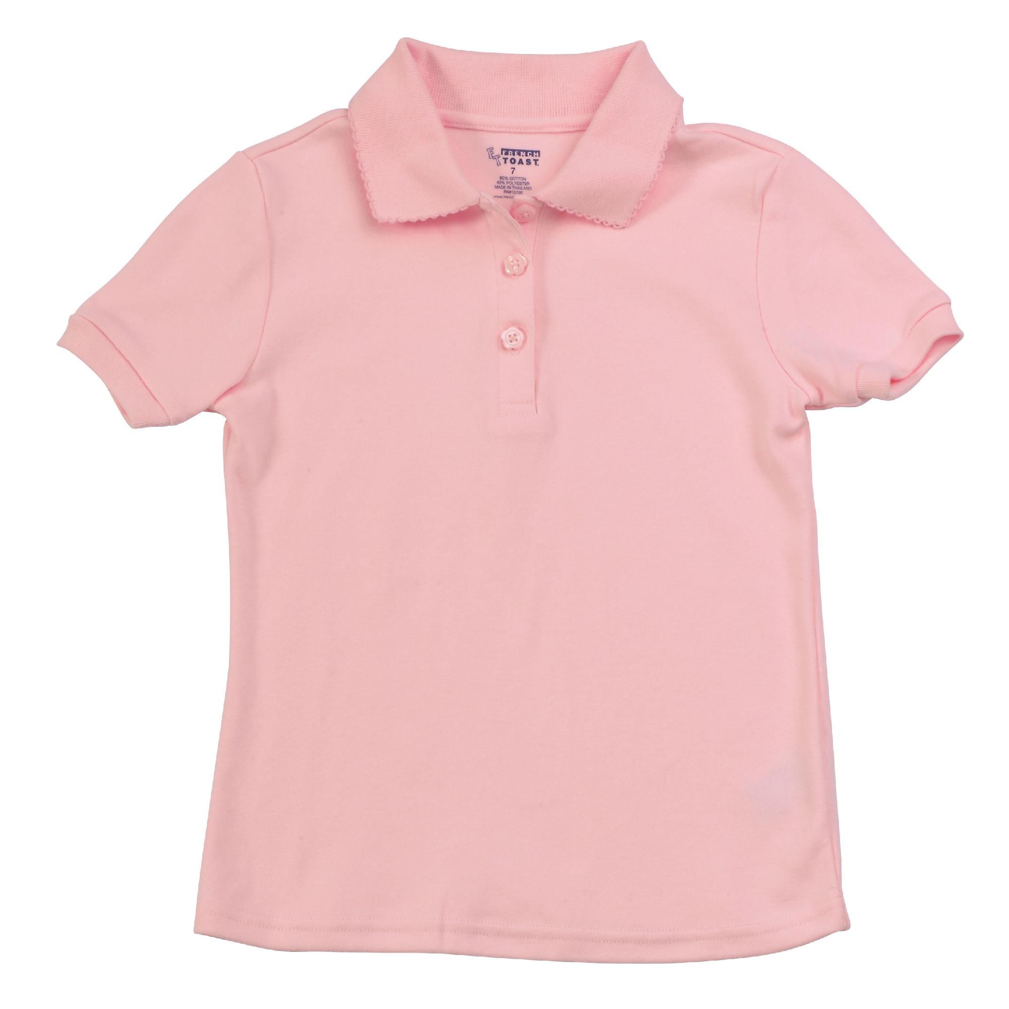 Toddler Girls Short Sleeve Interlock Polo With Picot Collar