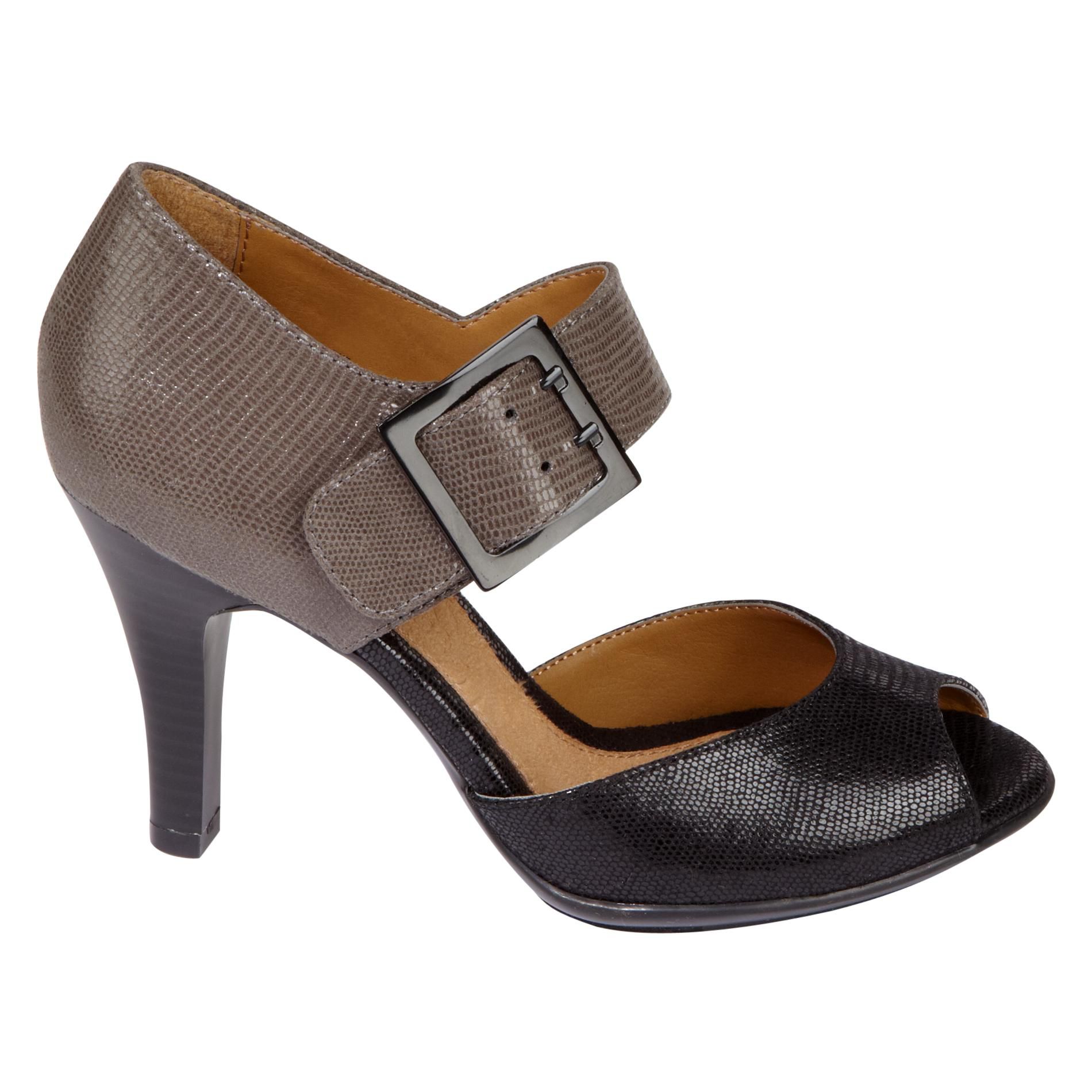 Love Comfort- -Women's Rue Buckle Dress Shoe - BlackBrown