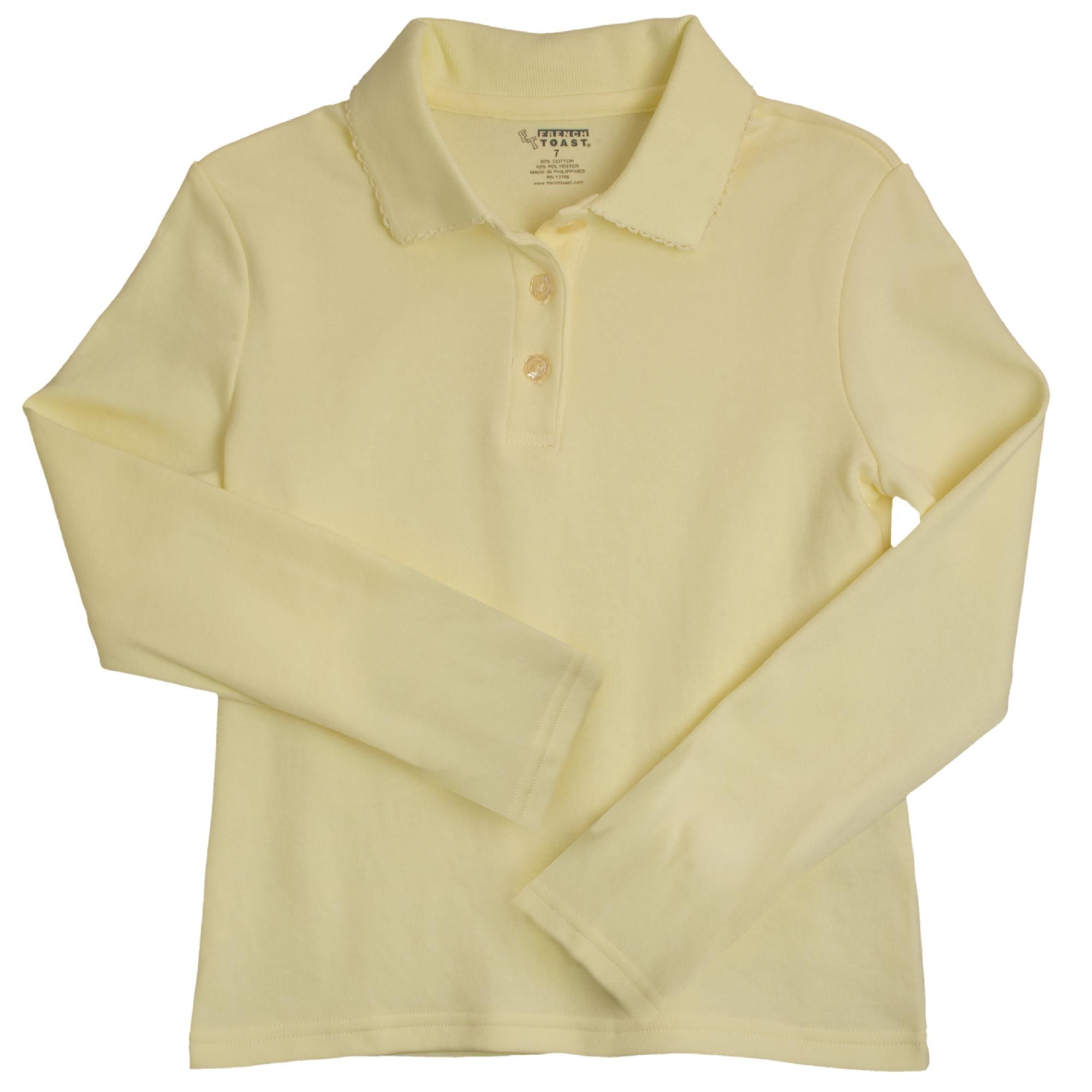 Girls Plus Long Sleeve Interlock Polo With Picot Collar (Yellow)