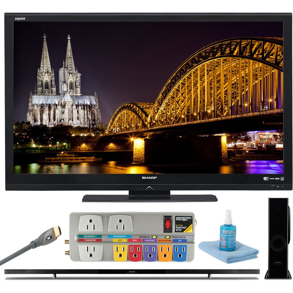 42 In. AQUOS 1080p LED SMART HDTV, 2.1 Channel Sound Bar System and Monster HD Performance Kit                                   at mygofer.com