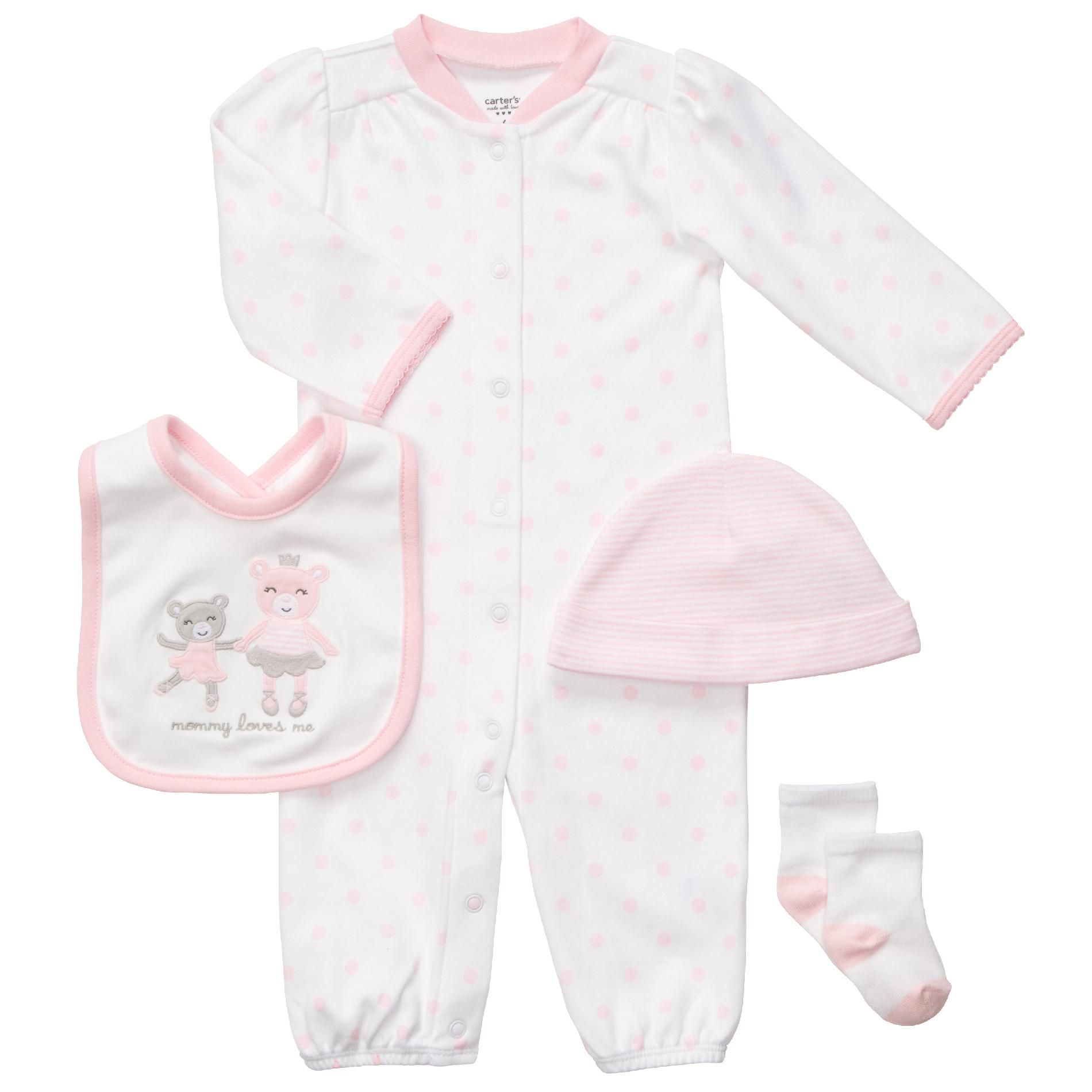 Carter's Infant Girls’ Gift Set 4pc Pink Ballet with Bib and Hat Cotton-Blend at Sears.com