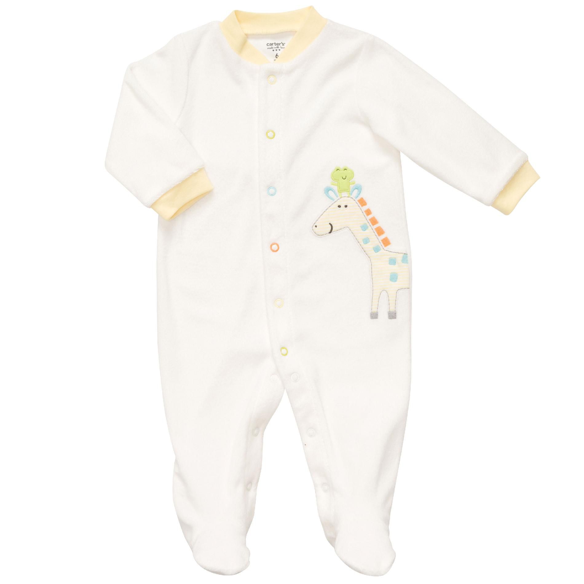 Carter's Infant Sleepwear 1pc Snapped Sleeper Footed Giraffe Ivory Cotton-Blend