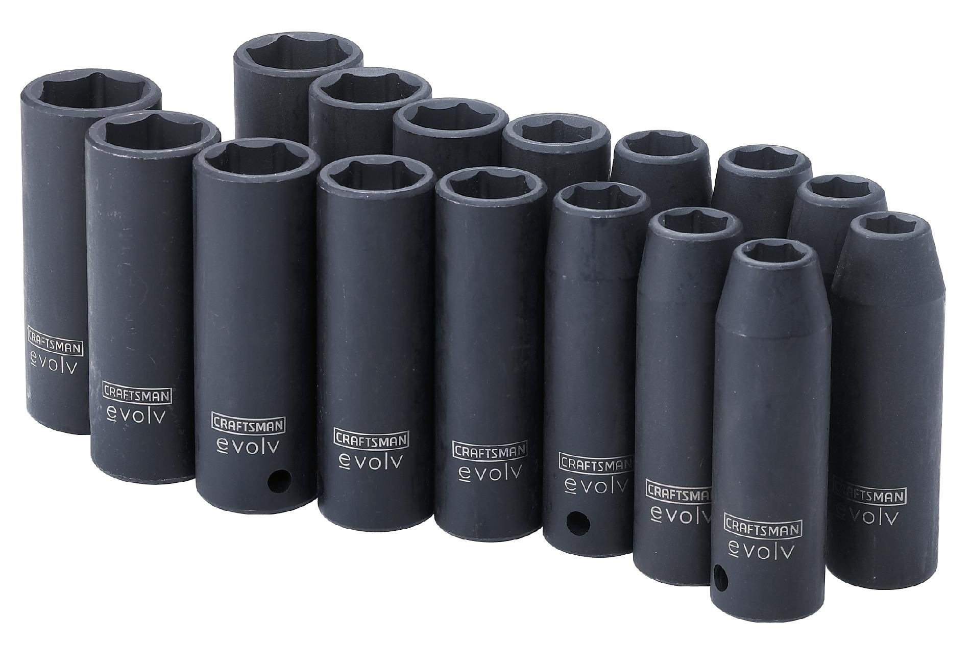 Craftsman Evolv 16860 1/2Inch Drive, 16pc. Deep Impact Socket Set