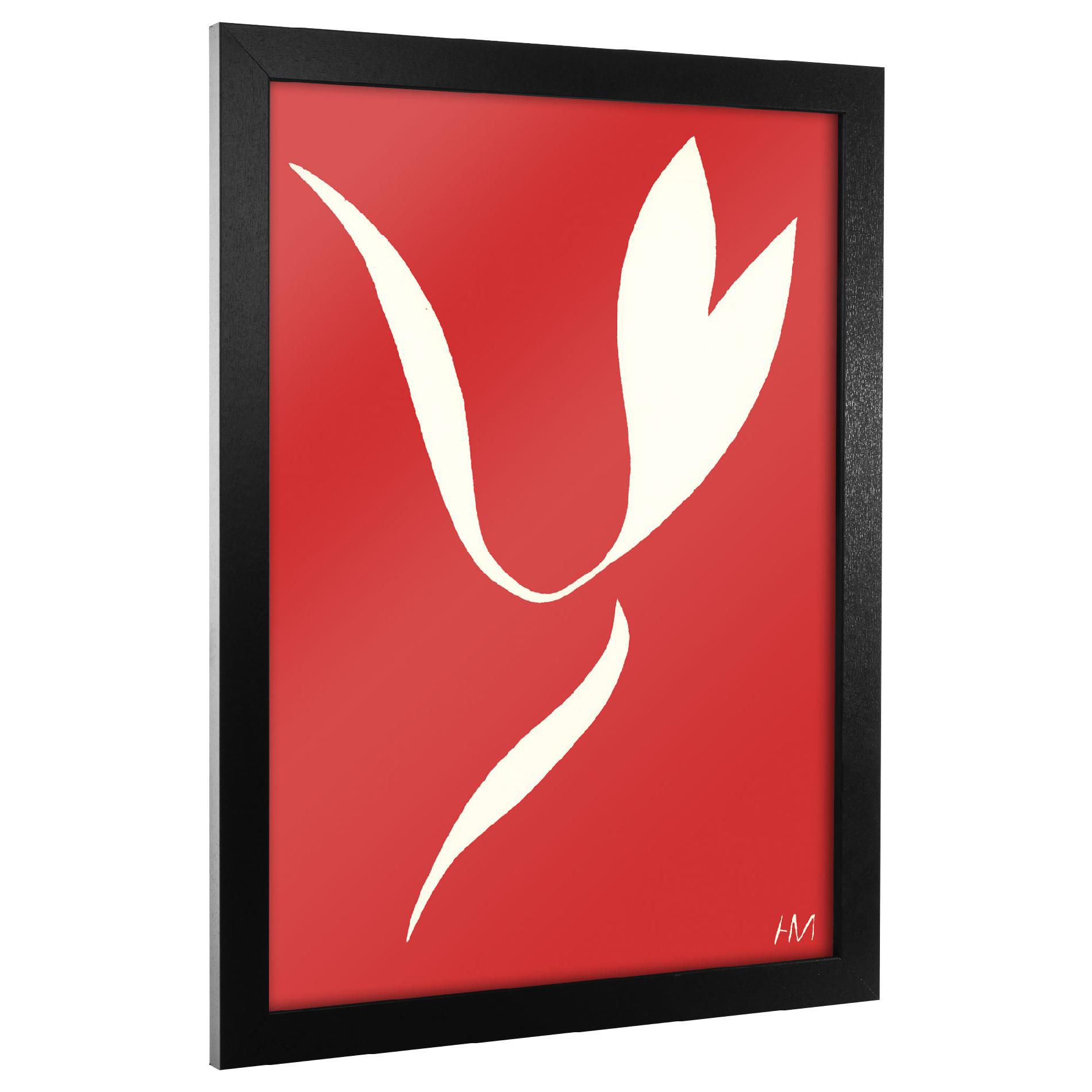 Trademark Art Red Abstract Flower Framed Canvas Art, 18 x 24